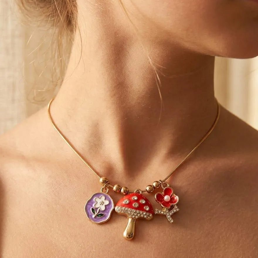Whimsical Mushroom Charm Necklace