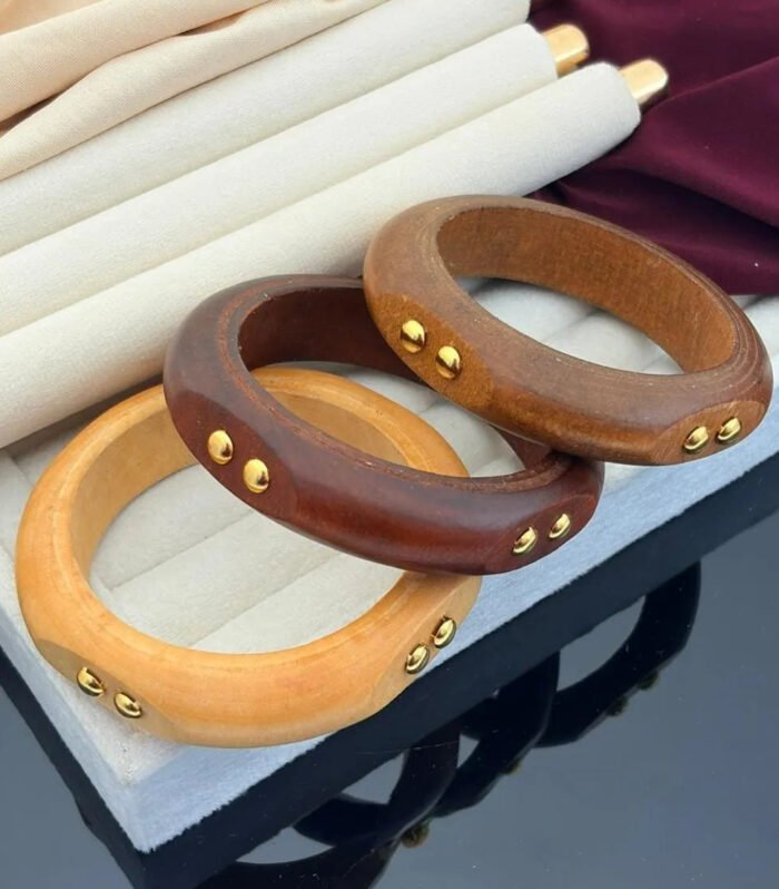 Minimal Stud Wooden Kada