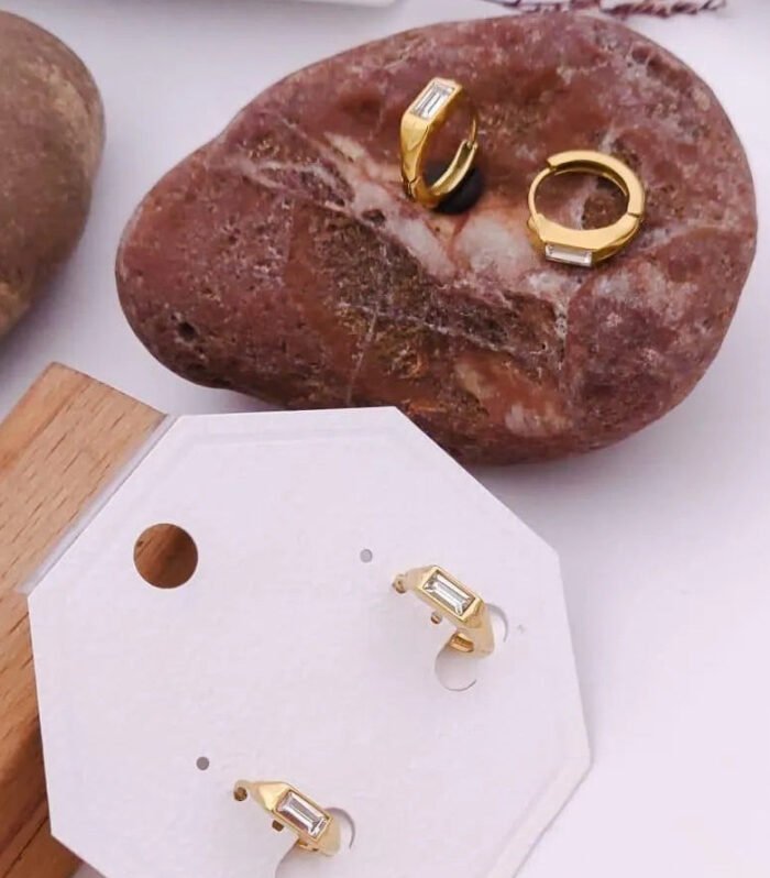 Minimal Gold Baguette Hoop Earrings