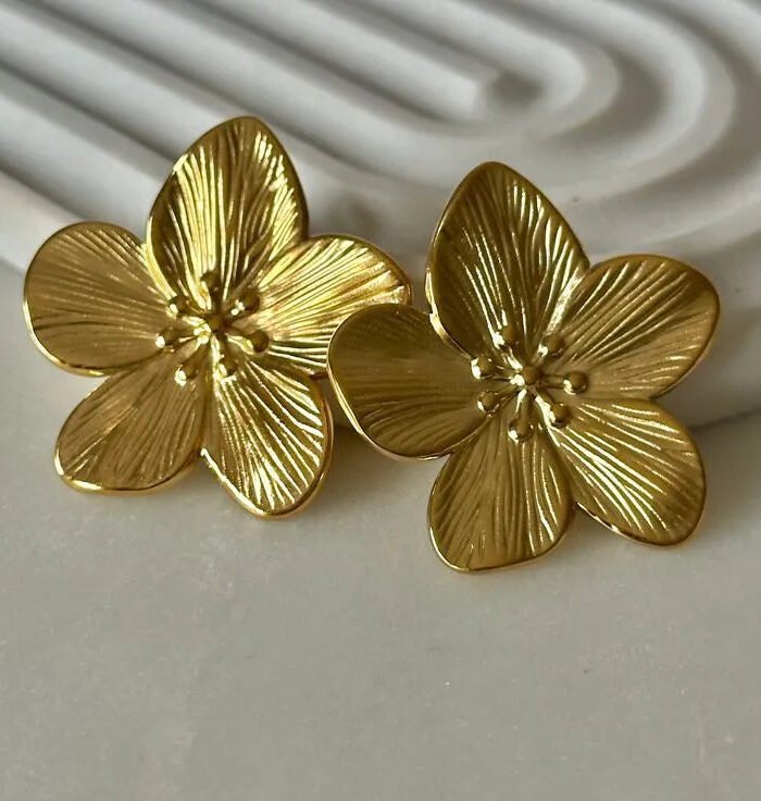 Floral Gold Statement Earrings