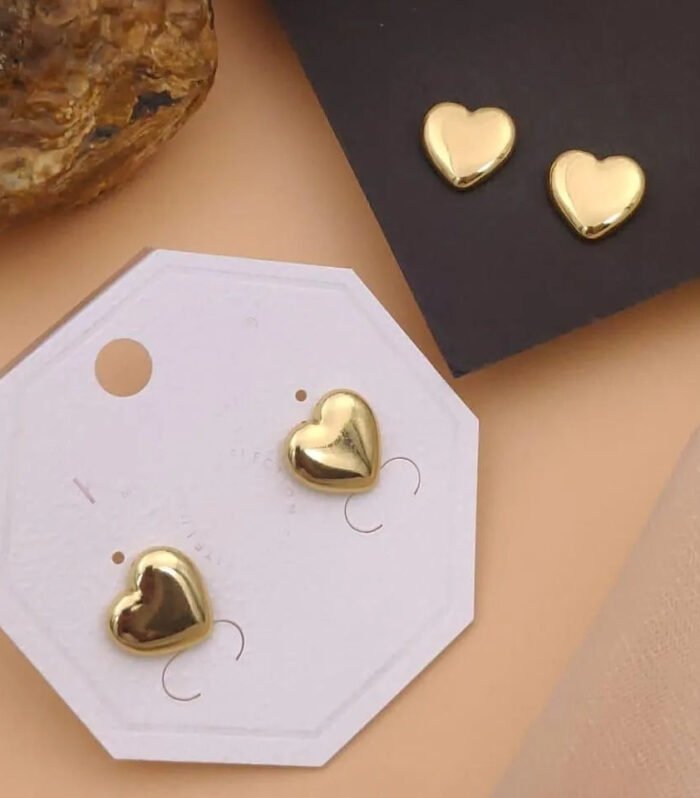 Classic Gold Heart Stud Earrings