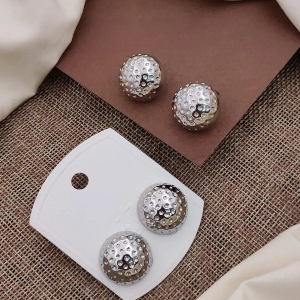 Textured Metallic Dome Stud Earrings