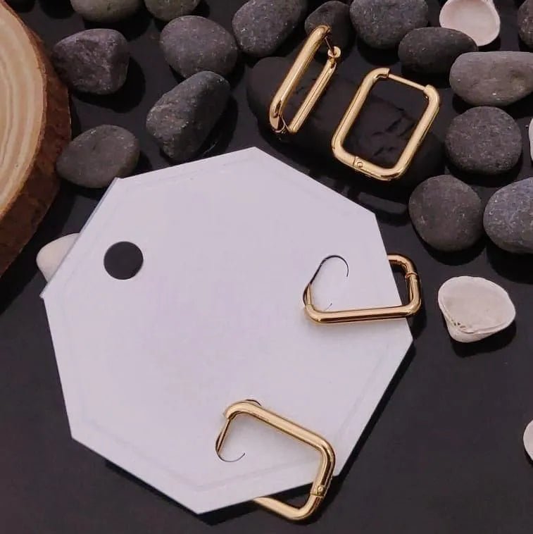 Geometric Gold Square Hoop Earrings