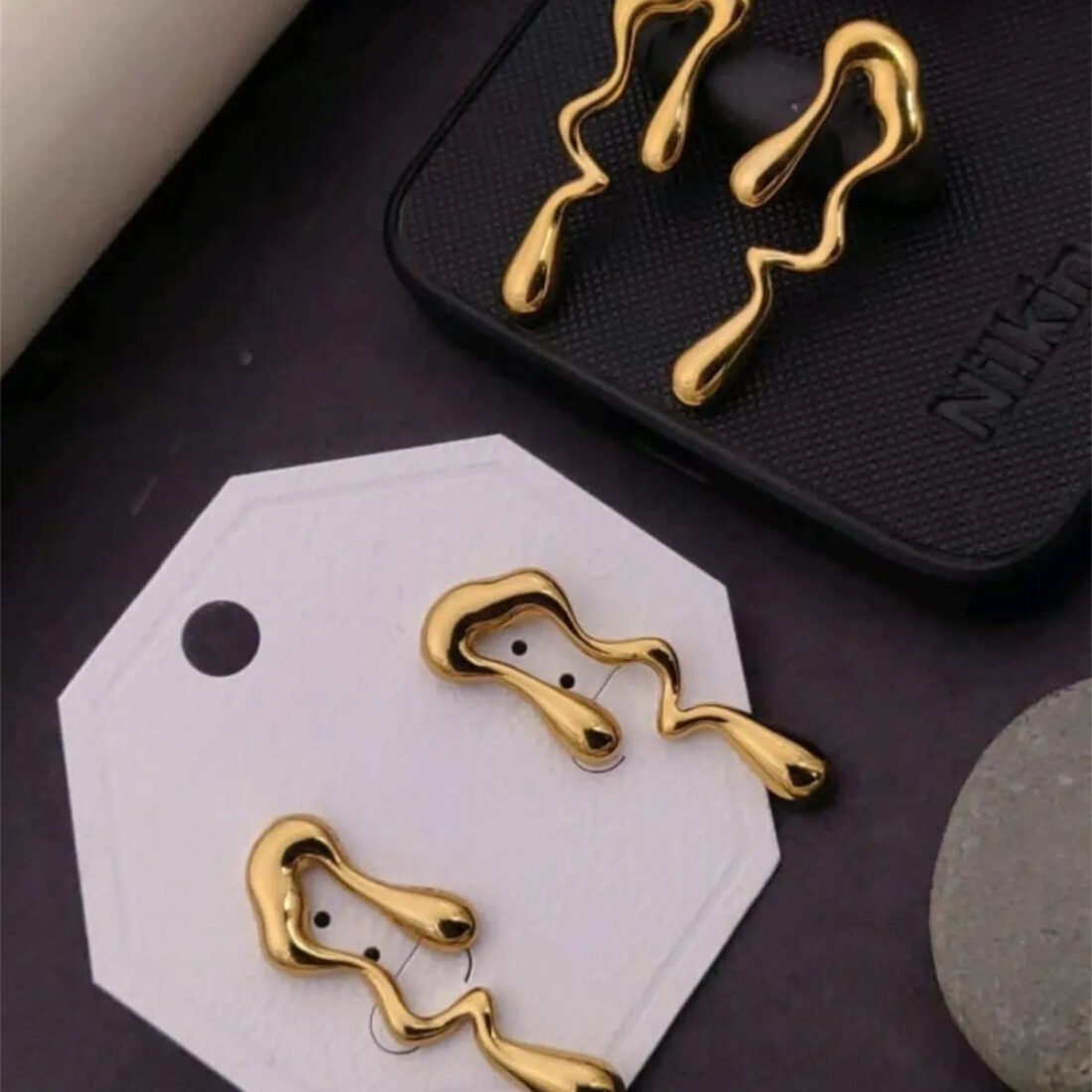 Molten Flow Gold Earrings