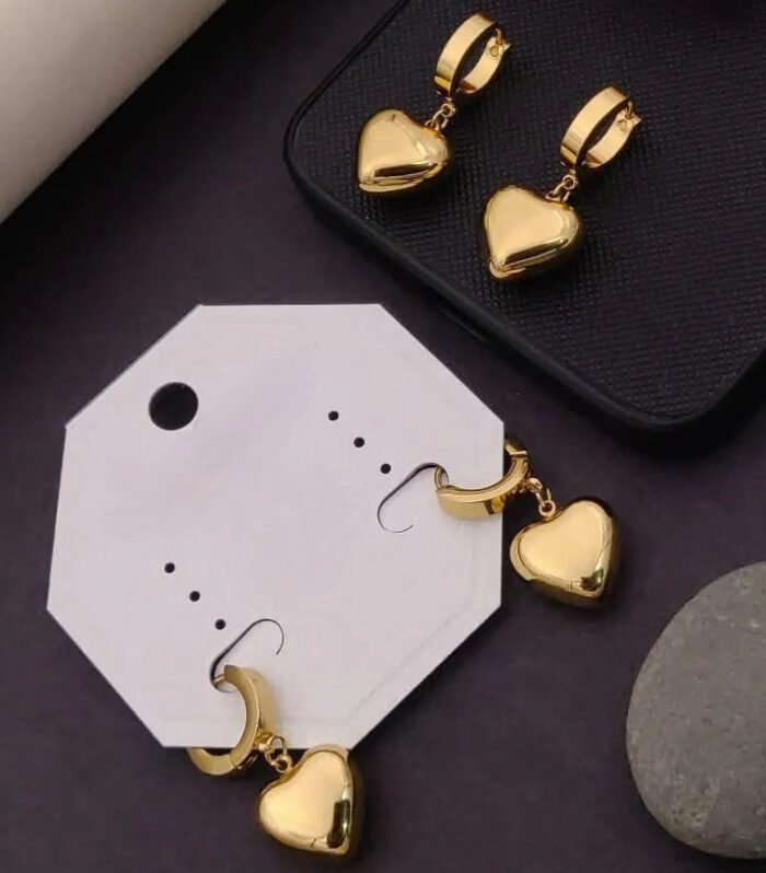 Heart Dangle Hoop Earrings