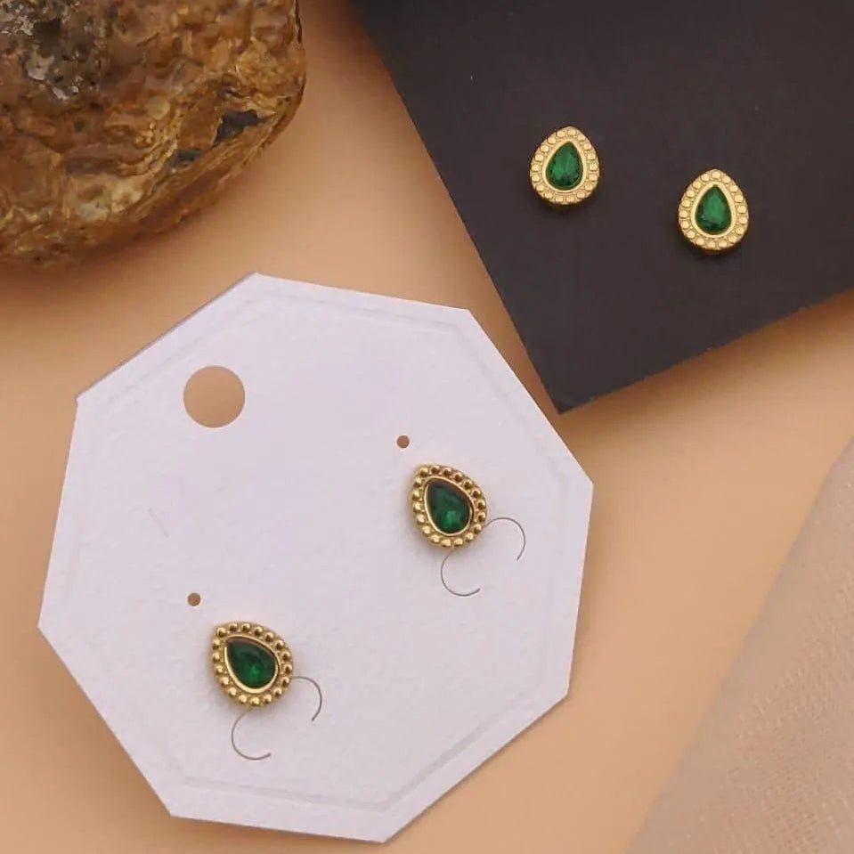 Teardrop Emerald Stud Earrings